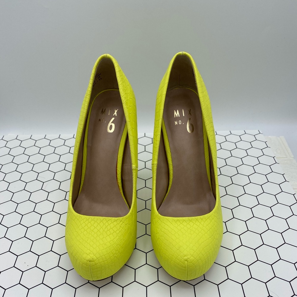 Yellow -Neon Lemon snake skin print heels “Sarti”